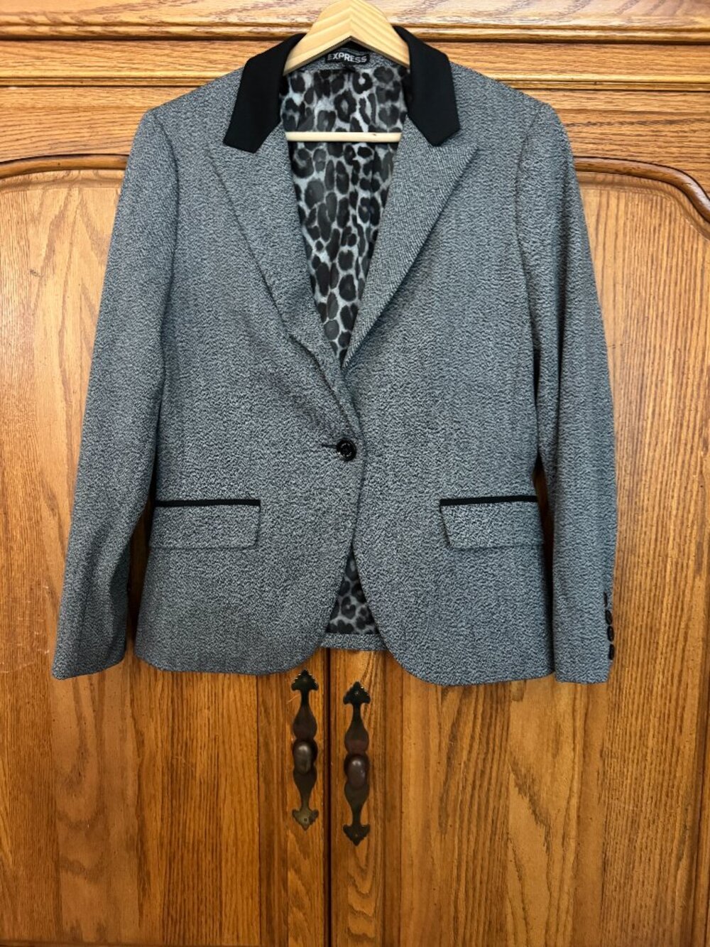Express Women's Black and Gray Textured Blazer